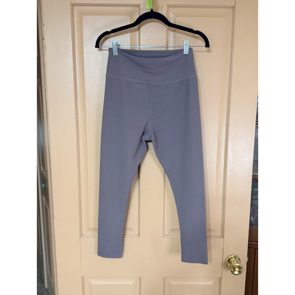 Sage Collective Ribbed High Waisted Leggings Womens M Purple Mauve Activewear